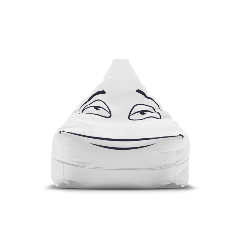 Mr. Chill white bean bag chair cover with illustrated face