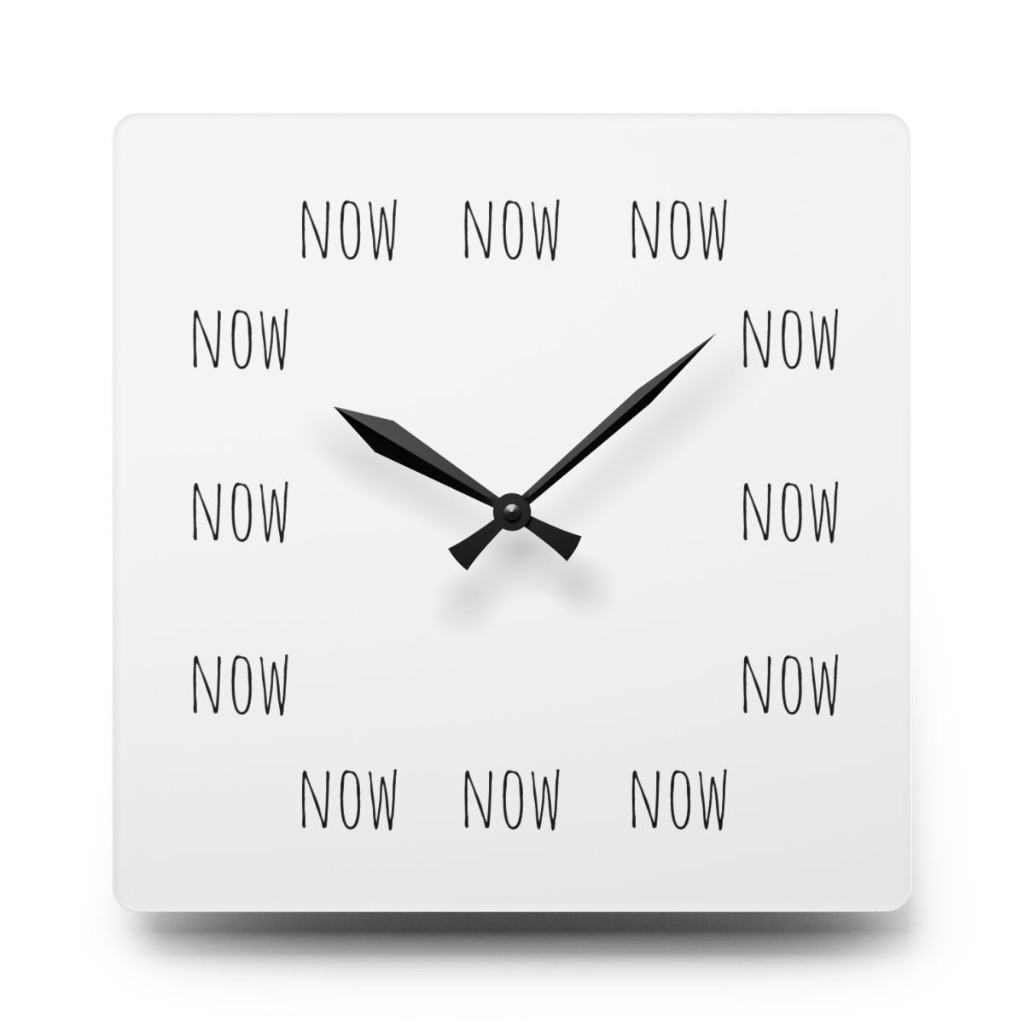 VEIRTSTAY Now Clock square acrylic wall clock