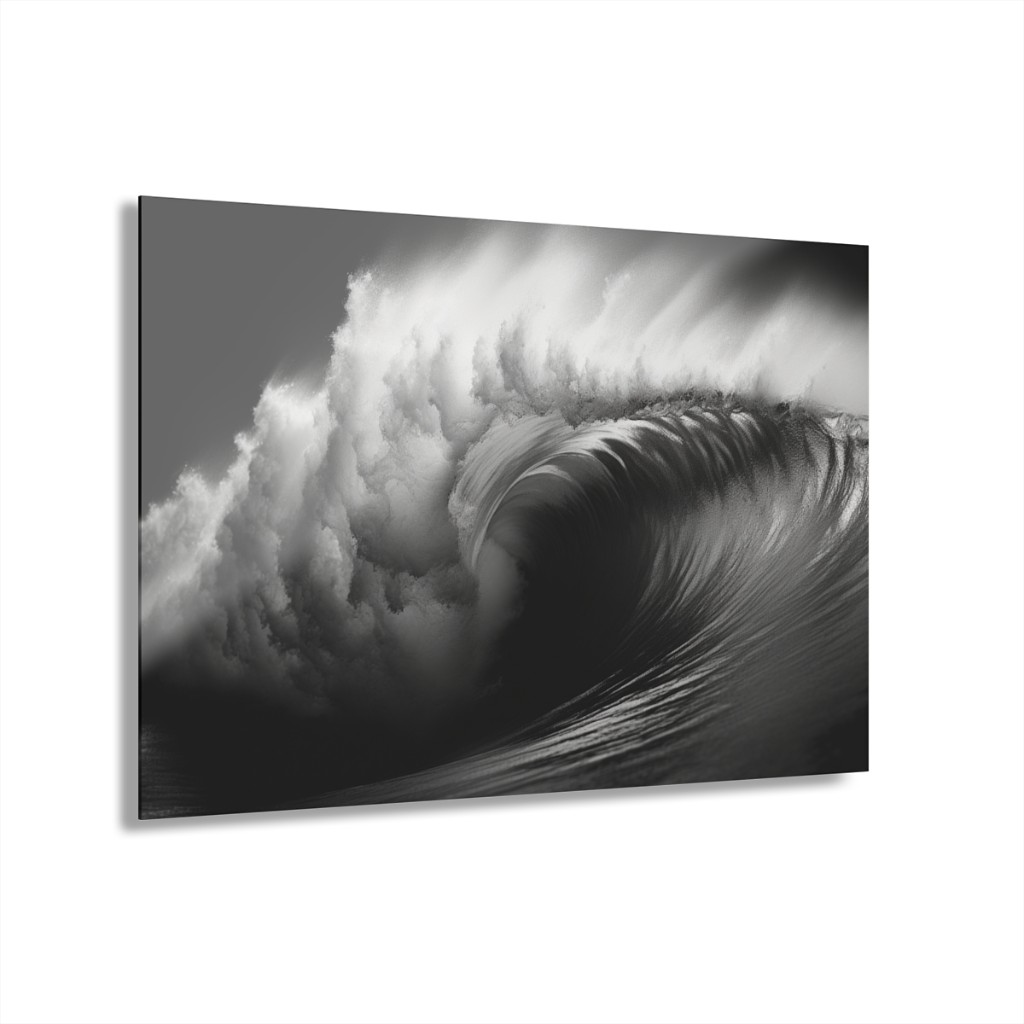 Tonal Torrent acrylic wave print angled product view